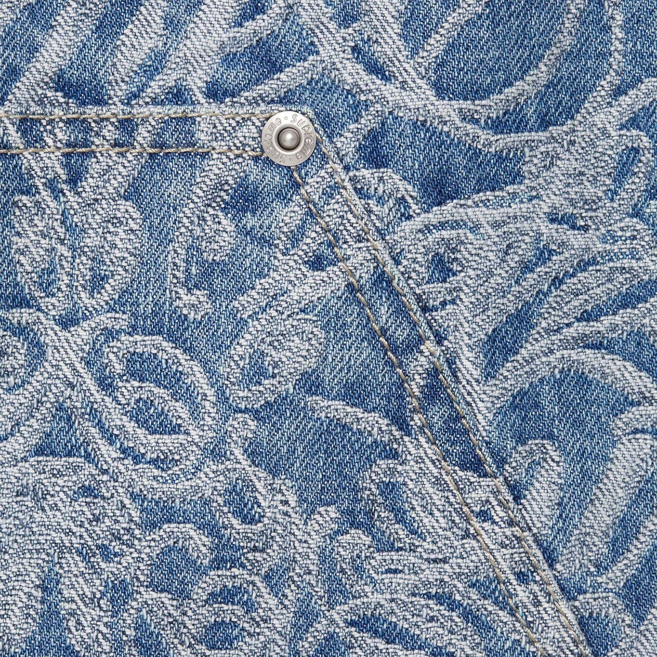 Script Jacquard Double Knee Denim Painter Pant view 6